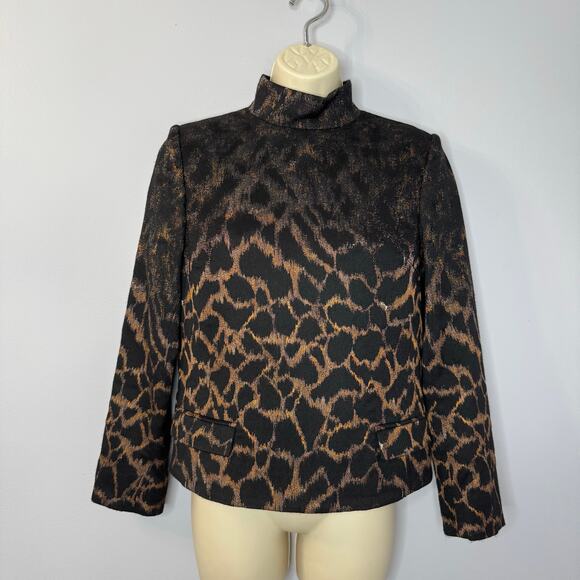 Salvatore Ferragamo Animal Print Silk Wool Blend Jacket Back
